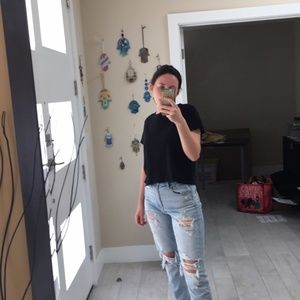 high rise, loose fit ripped American Eagle jeans